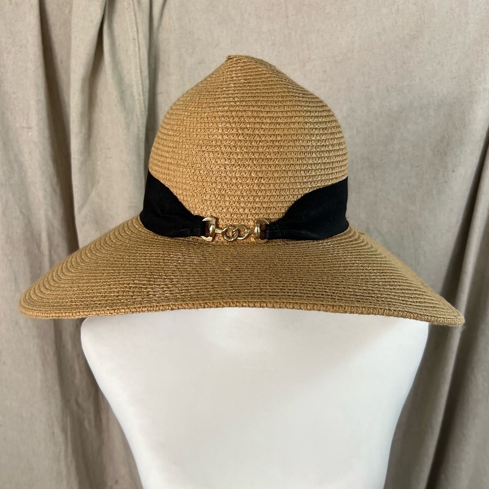 Magid Hats 100% Paper Straw Sun Hat with Black Ribbon Brim Size OS